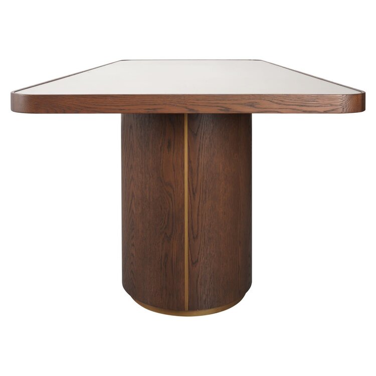 Richmond Interiors Eettafel Willox met glasplaat bruin eiken linnen 235 cm