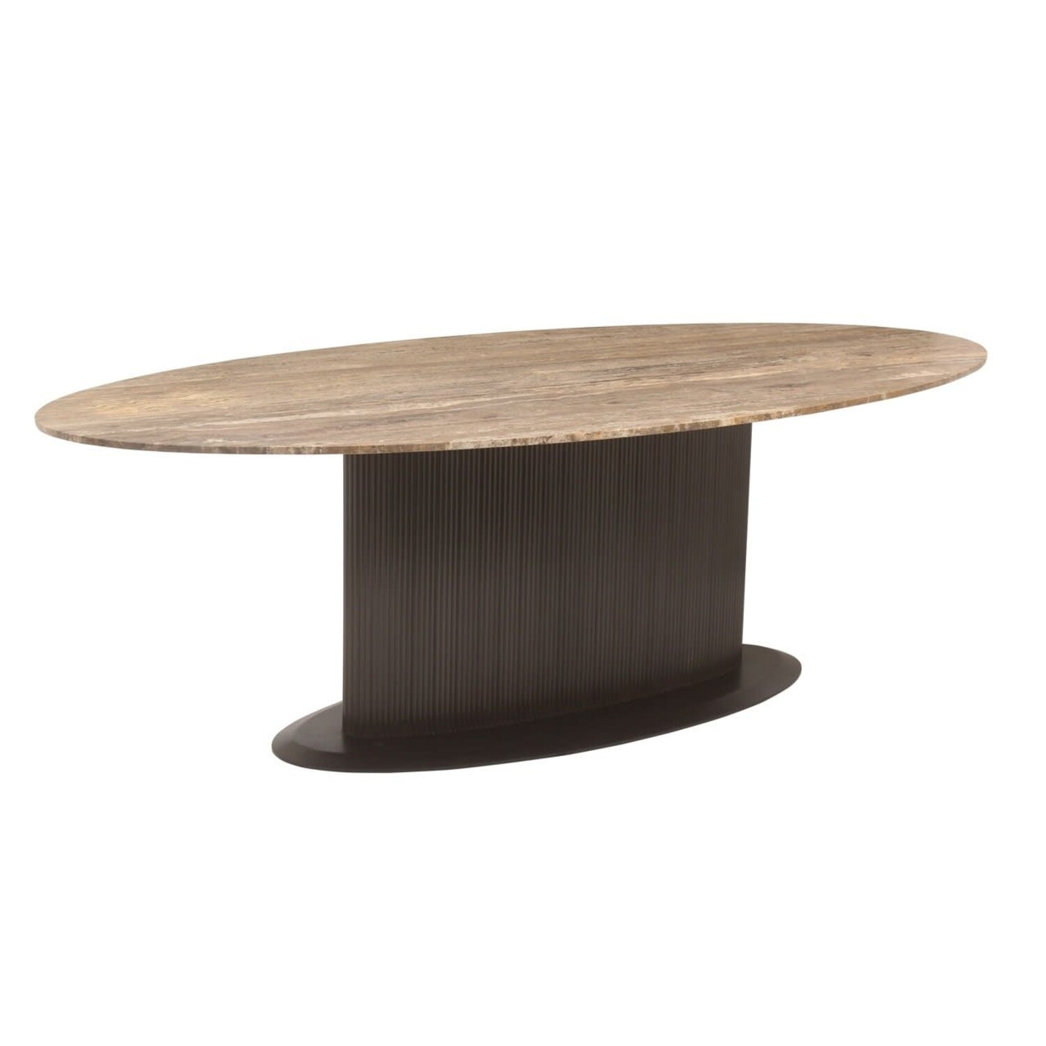 Richmond Interiors Eettafel Russo bruin travertine ovaal 235 cm