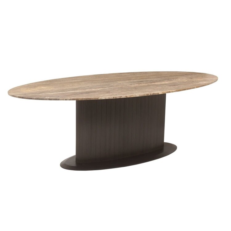 Richmond Interiors Eettafel Russo bruin travertine ovaal 235 cm