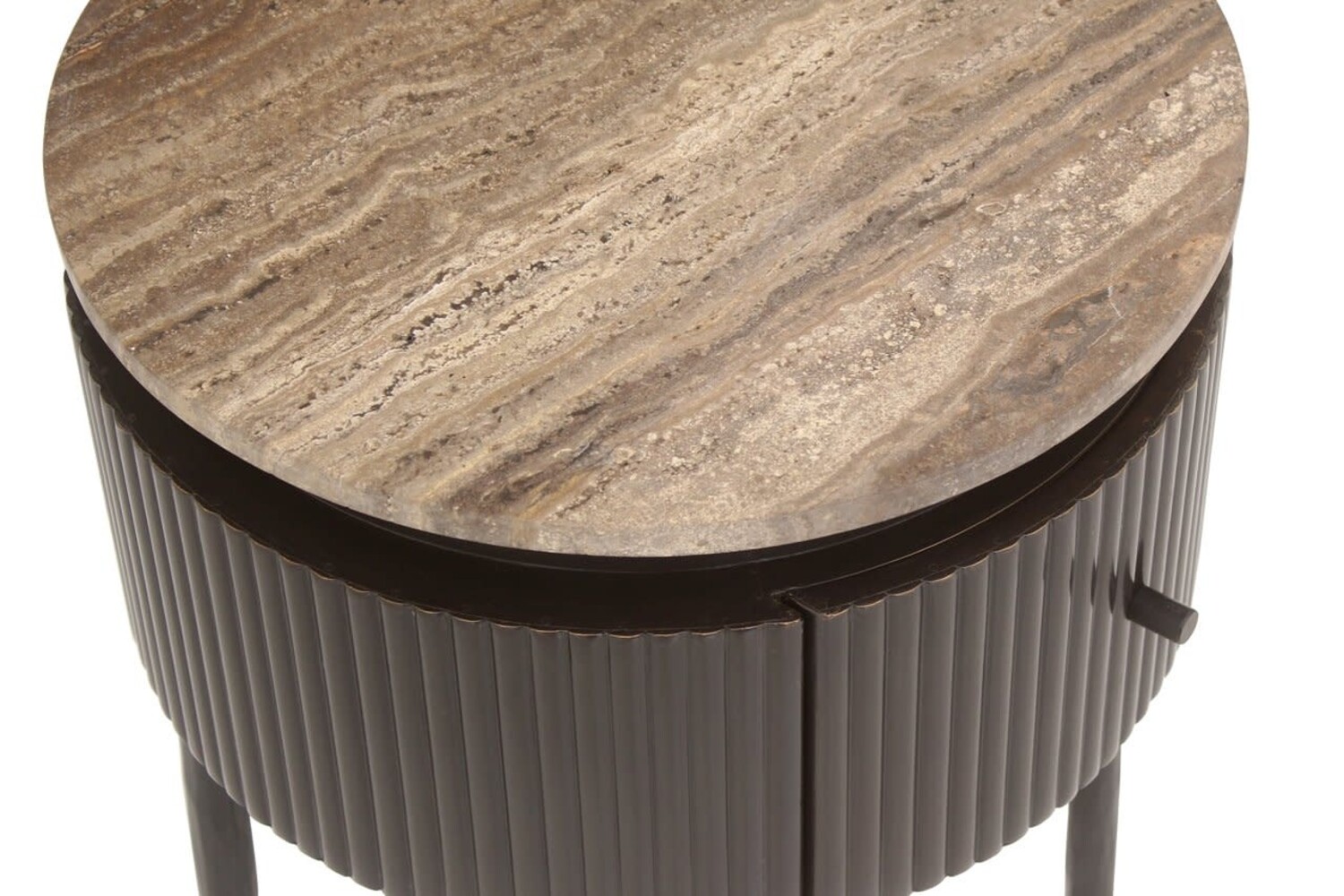 Richmond Interiors Bijzettafel Russo bruin travertine Ø40 cm