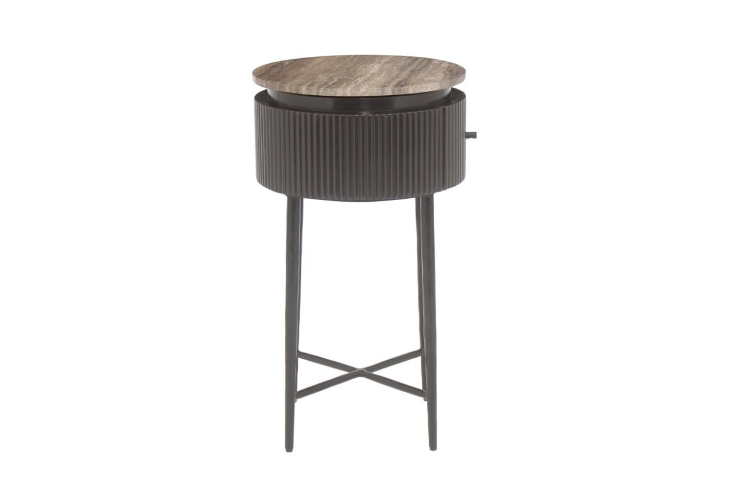 Richmond Interiors Bijzettafel Russo bruin travertine Ø40 cm
