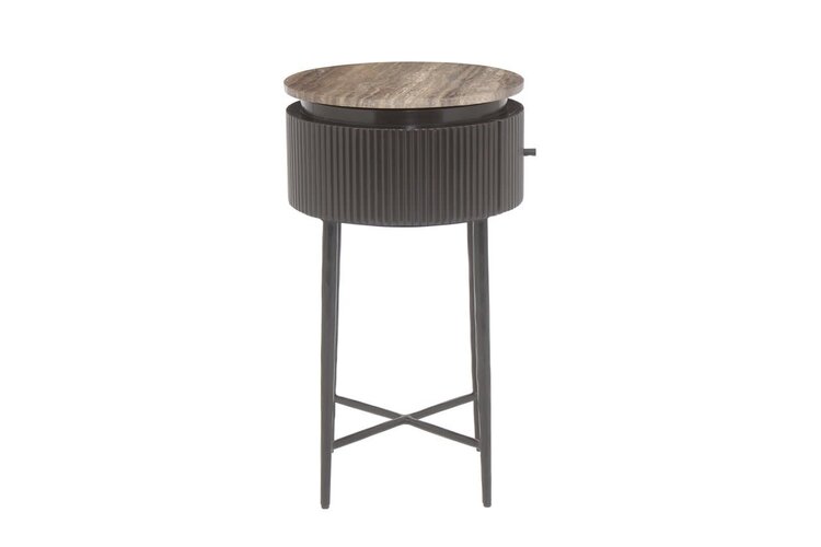 Richmond Interiors Bijzettafel Russo bruin travertine Ø40 cm