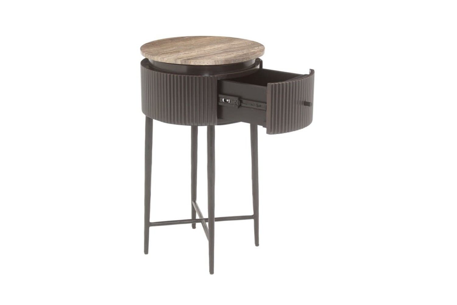 Richmond Interiors Bijzettafel Russo bruin travertine Ø40 cm