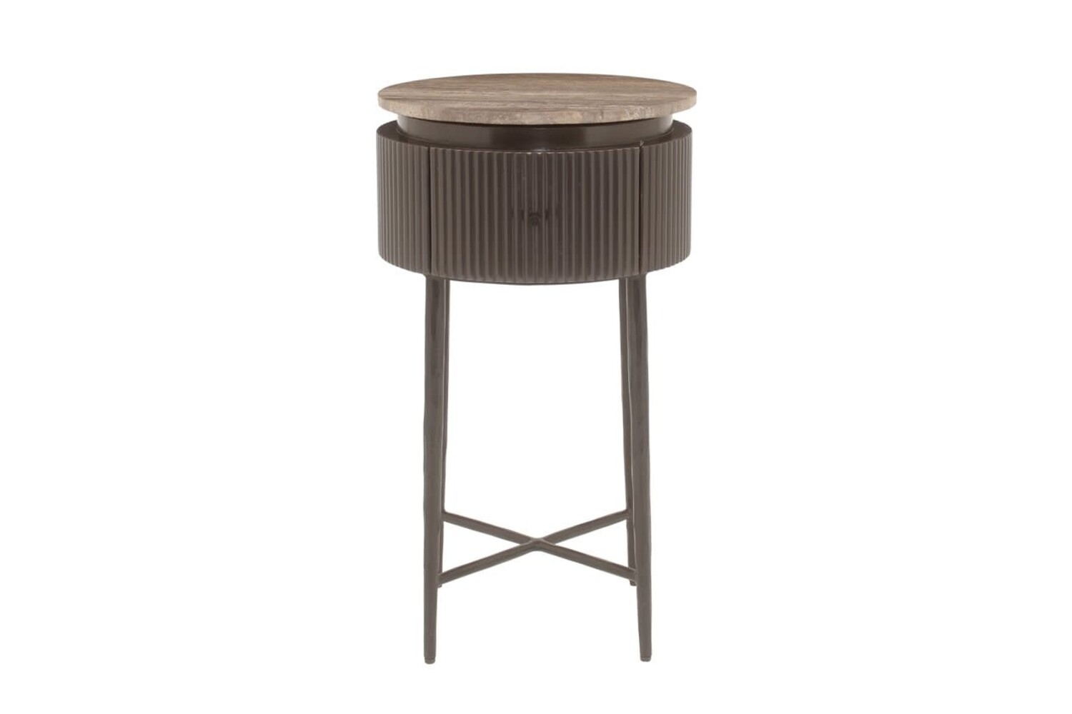 Richmond Interiors Bijzettafel Russo bruin travertine Ø40 cm