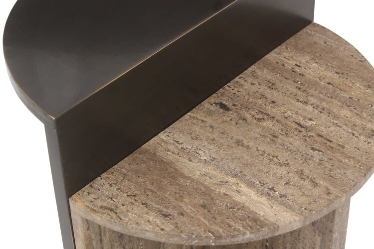 Richmond Interiors Bijzettafel Russo bruin travertine