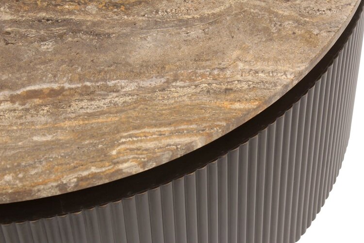 Richmond Interiors Salontafel Russo bruin travertine Ø90 cm