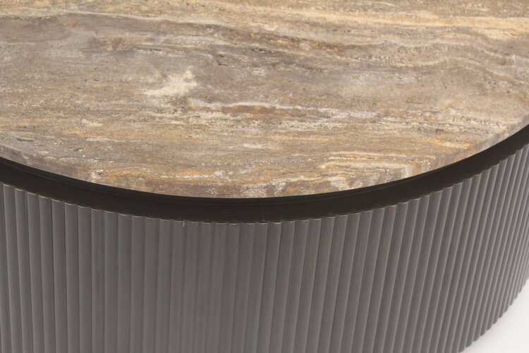 Richmond Interiors Salontafel Russo bruin travertine Ø90 cm