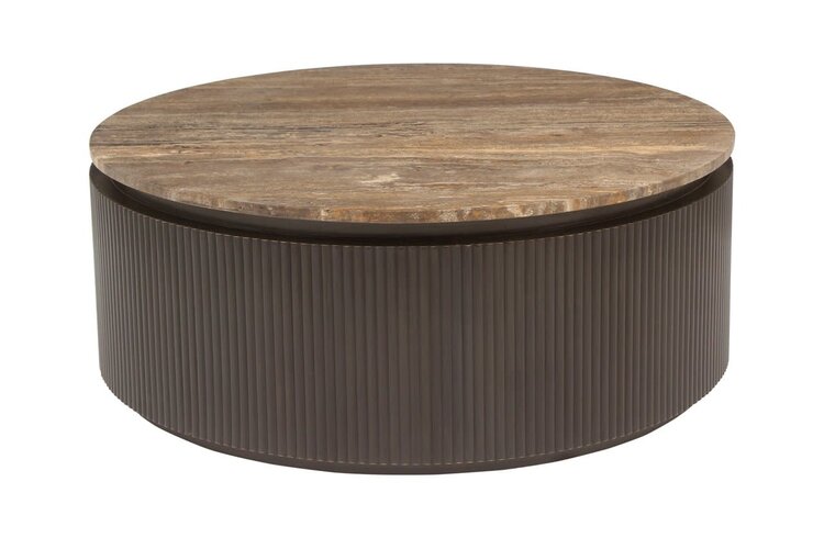 Richmond Interiors Salontafel Russo bruin travertine Ø90 cm