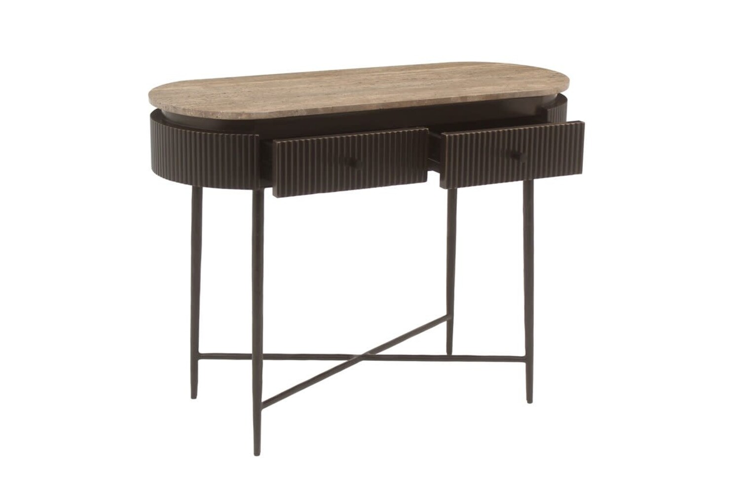 Richmond Interiors Console wandtafel Russo bruin travertine
