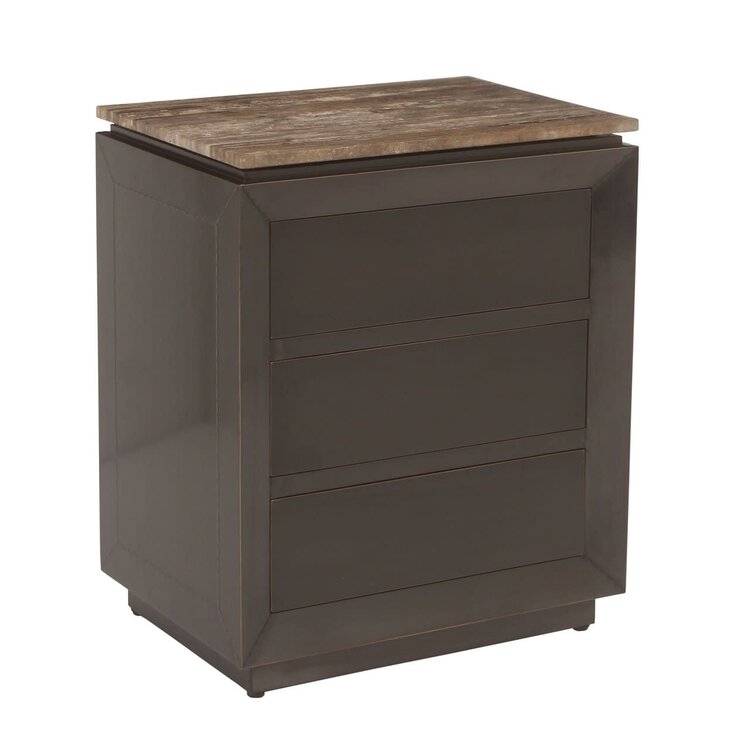 Richmond Interiors Nachtkastje Russo bruin travertine 3 laden