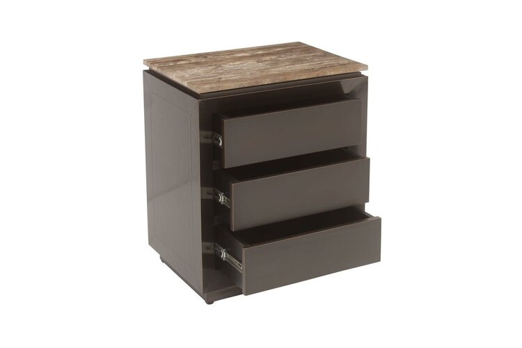 Richmond Interiors Nachtkastje Russo bruin travertine 3 laden