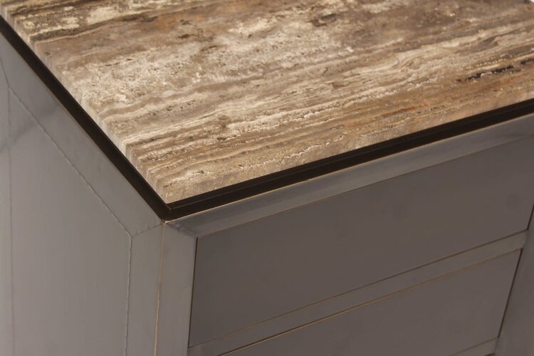 Richmond Interiors Nachtkastje Russo bruin travertine 3 laden