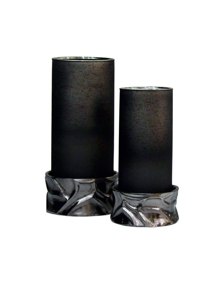 Richmond Interiors Windlicht Candace smoke zilver klein