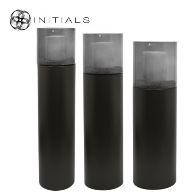 Haans Lifestyle Hurricane Stand Tower Solid Mat Zwart Serré Topaz Glas Set