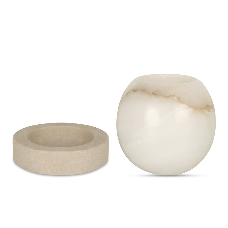 RAF Deluxe Windlicht Olessa Alabaster zandsteen voet - large