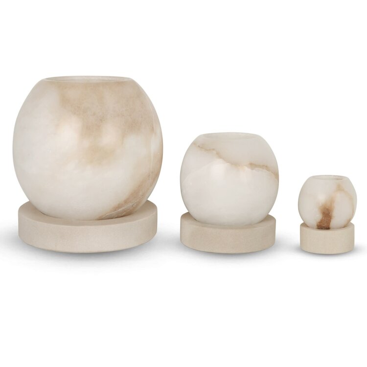 RAF Deluxe Windlicht Olessa Alabaster zandsteen voet - large