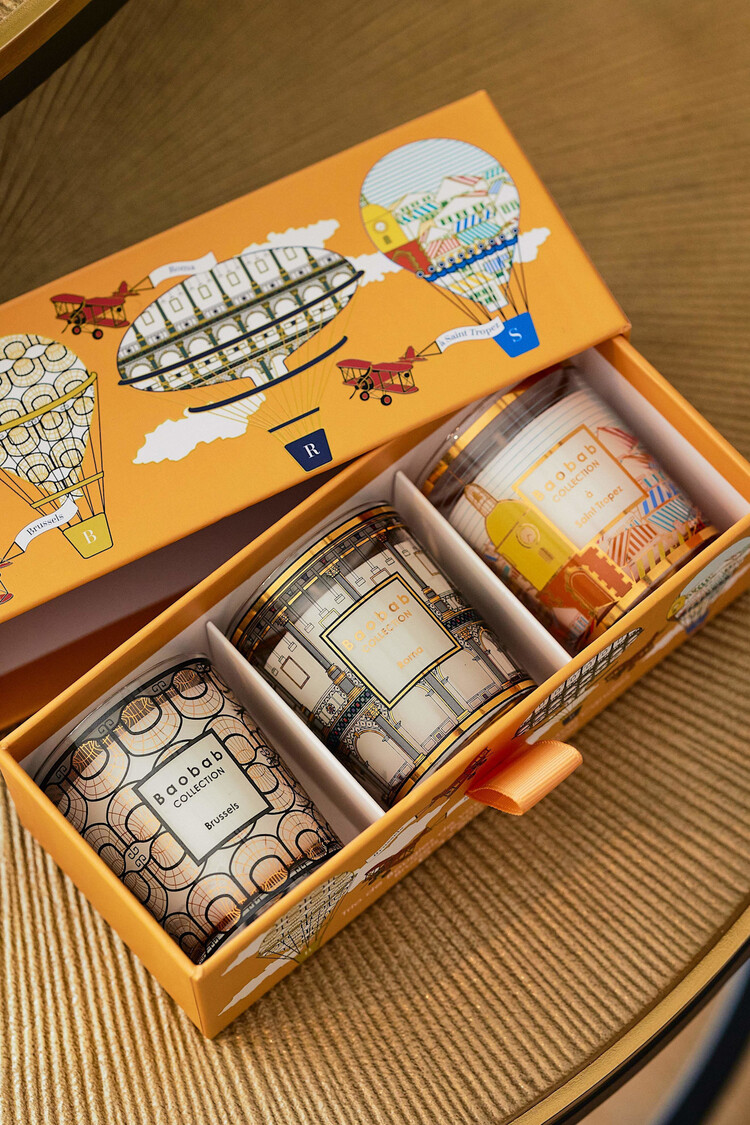 Baobab Collection Trio Travel Geurkaarsen Brussels Roma Saint Tropez