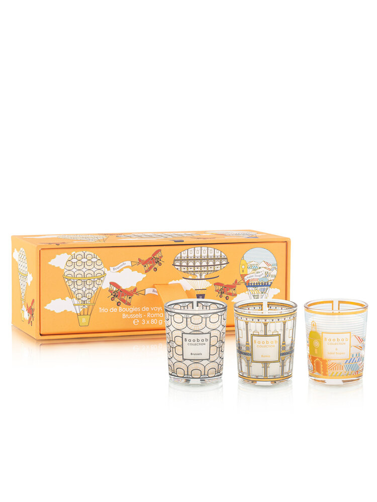 Baobab Collection Trio Travel Geurkaarsen Brussels Roma Saint Tropez