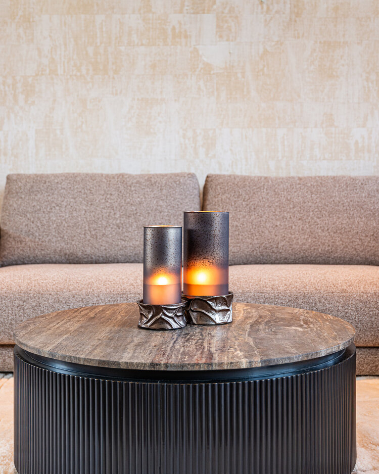 Richmond Interiors Windlicht Candace smoke zilver klein