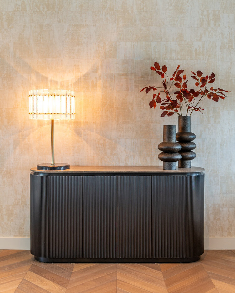 Richmond Interiors Tafellamp Feline bronze marmer glas