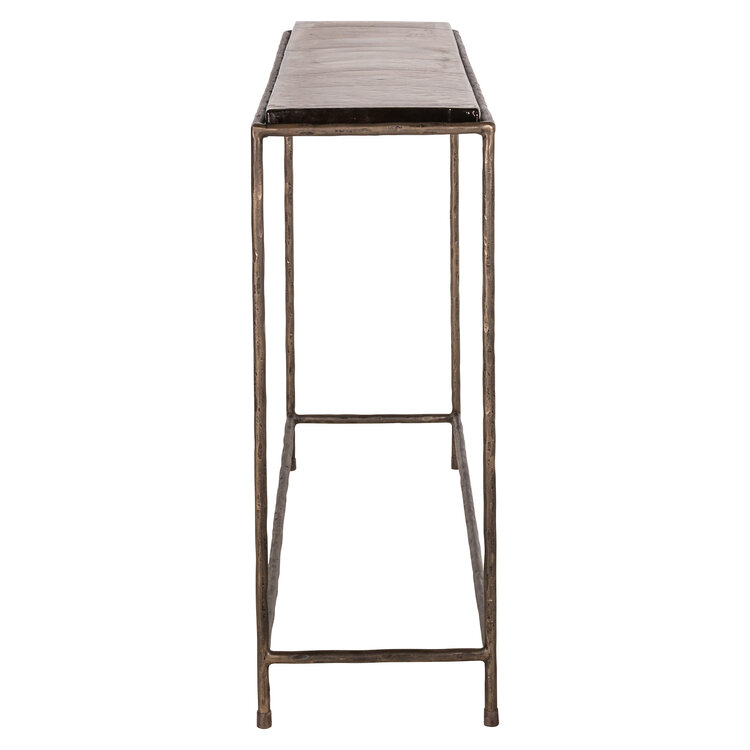 Richmond Interiors Console wandtafel Villano bronze ijzer glas rechthoek