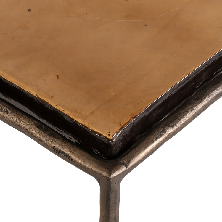 Richmond Interiors Console wandtafel Villano bronze ijzer glas rechthoek