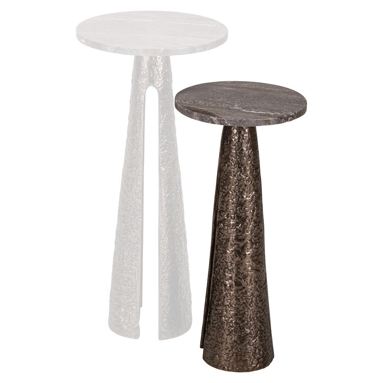 Richmond Interiors Bijzettafel Eldora bronze aluminium travertine Ø25 cm rond