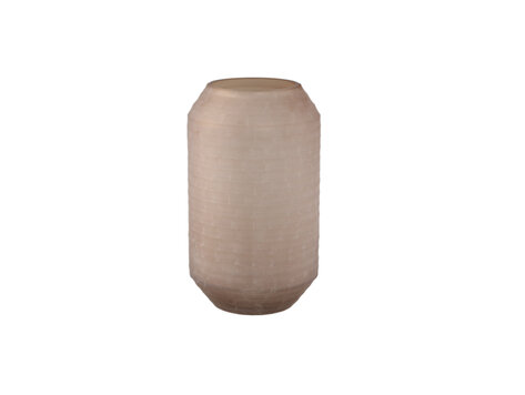 PTMD Collection Malia Beige ronde glazen vaas handgesneden streep Large