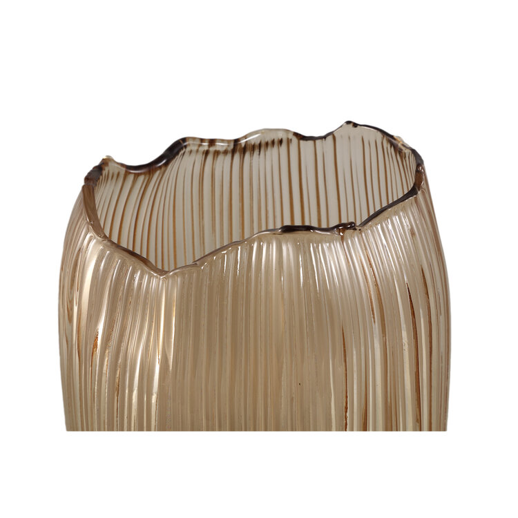 PTMD Collection Dewin Bronze glazen windlicht met ribbels