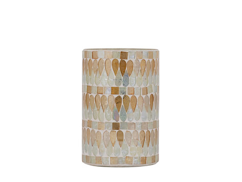 PTMD Collection Zadie Natural ronde glazen waxinelichthouder mozaiek Medium