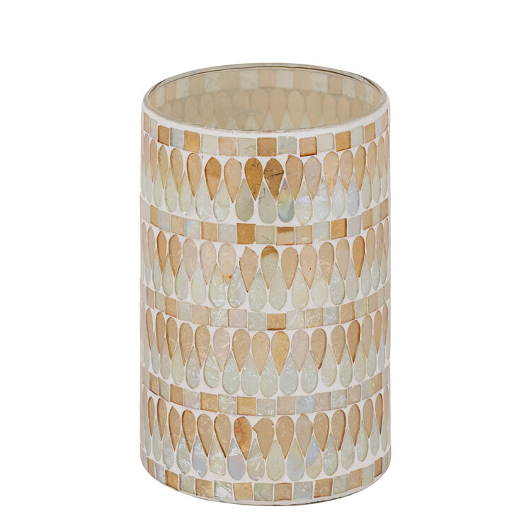PTMD Collection Zadie Natural ronde glazen waxinelichthouder mozaiek Large