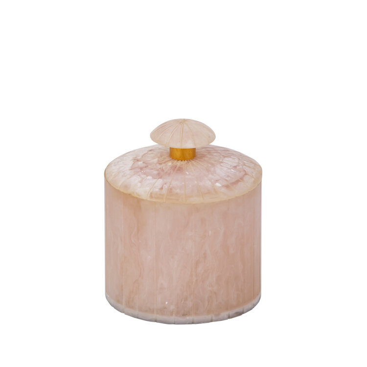 PTMD Collection Cayley White ronde opbergdoos met deksel Small