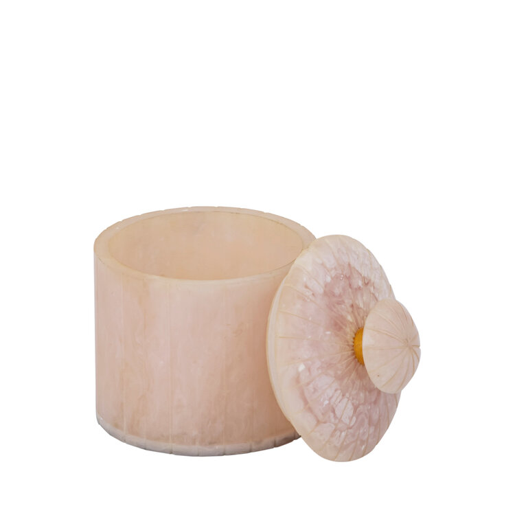 PTMD Collection Cayley White ronde opbergdoos met deksel Small