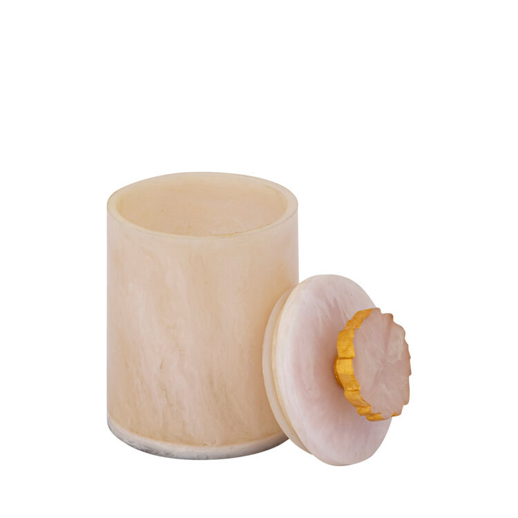 PTMD Collection Cayley White ronde opbergdoos met deksel Large