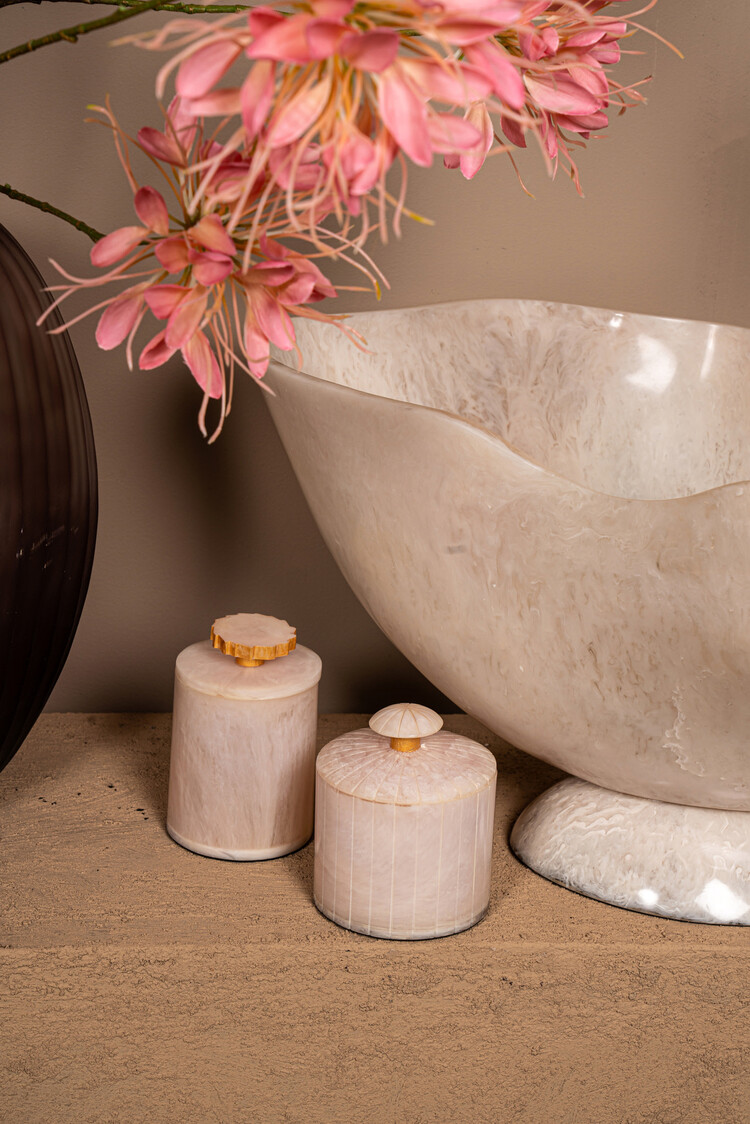 PTMD Collection Cayley White ronde opbergdoos met deksel Large
