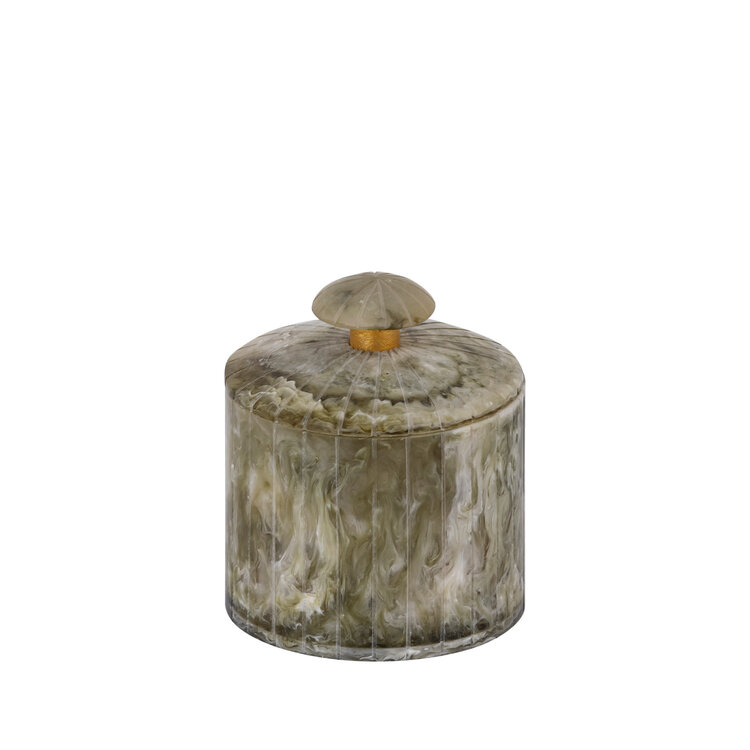 PTMD Collection Cayley Green ronde opbergdoos met deksel Small