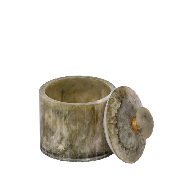 PTMD Collection Cayley Green ronde opbergdoos met deksel Small