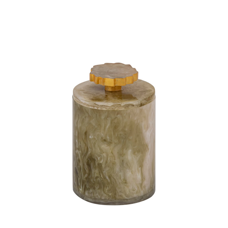 PTMD Collection Cayley Green ronde opbergdoos met deksel Large