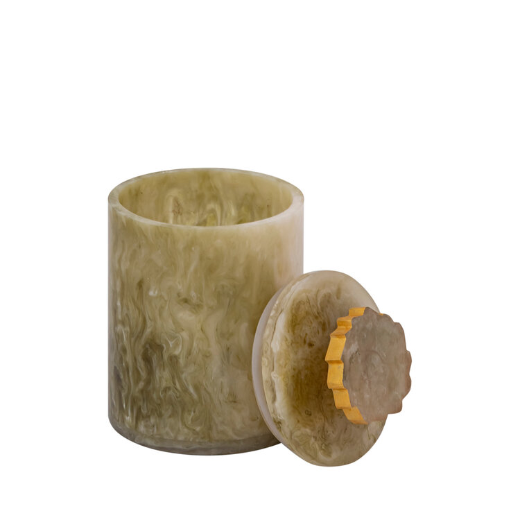 PTMD Collection Cayley Green ronde opbergdoos met deksel Large