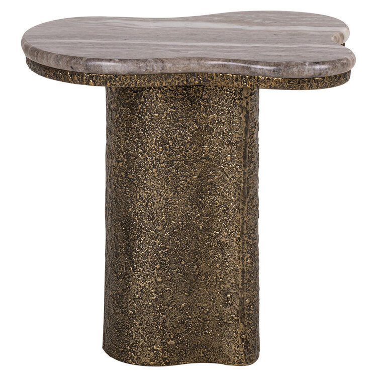 Richmond Interiors Bijzettafel Abandos Brass Antique aluminium marmer organisch