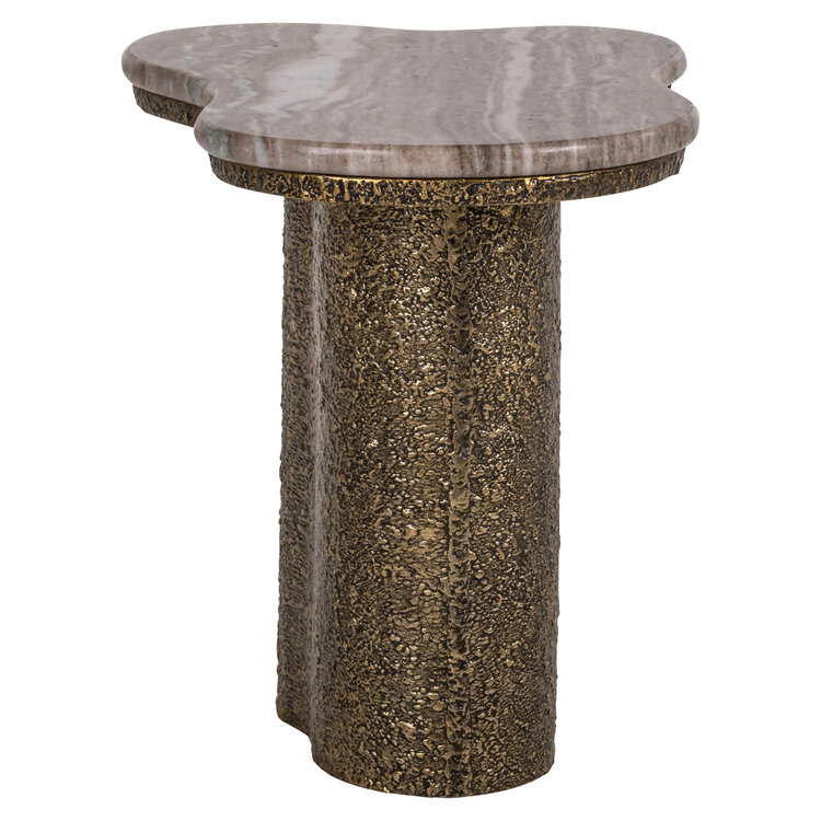Richmond Interiors Bijzettafel Abandos Brass Antique aluminium marmer organisch