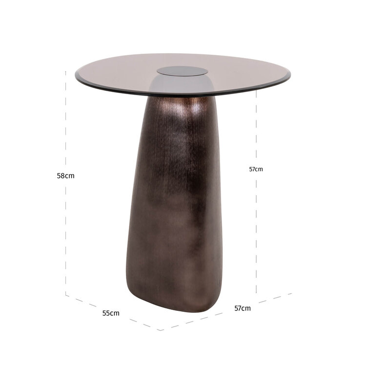 Richmond Interiors Bijzettafel Hayden Bronze aluminium glas organisch