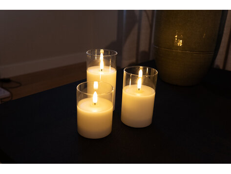 LED Kaarsen Oplaadbaar Transparant Glas Set van 3