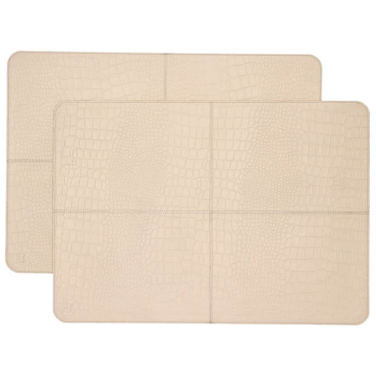Chamada Placemat Carmen Croco Leer Beige rechthoek set van 2