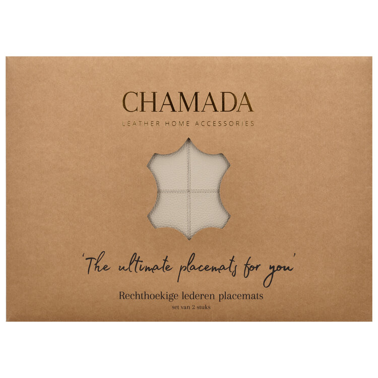 Chamada Placemat Anna Effen Leer Beige rechthoek set van 2