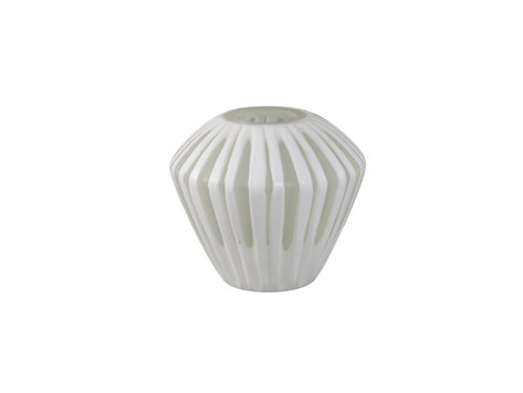 PTMD Collection Ireka White vaas handgesneden hoekig glas rond Small