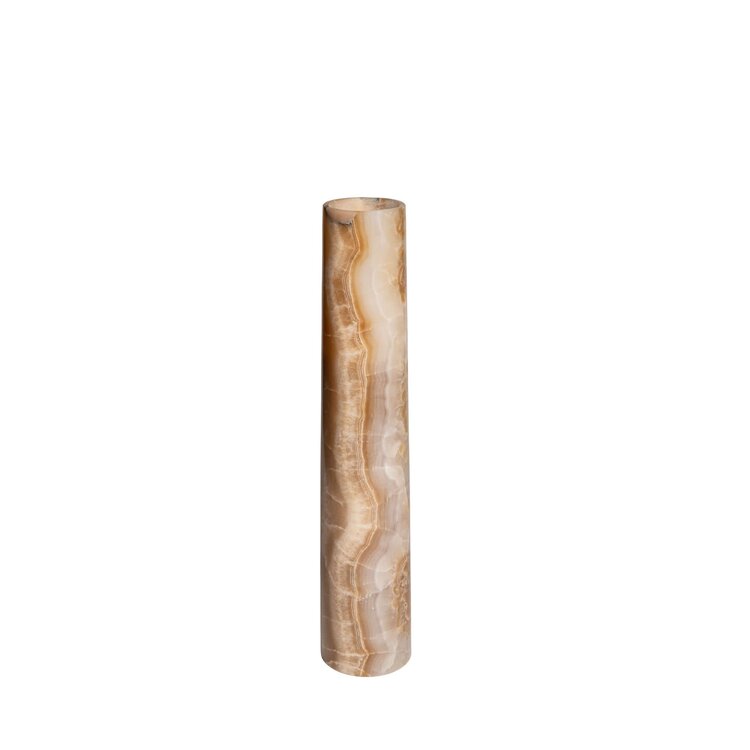 PTMD Collection Aylan Onyx Lapis stenen vaas rond Hoog
