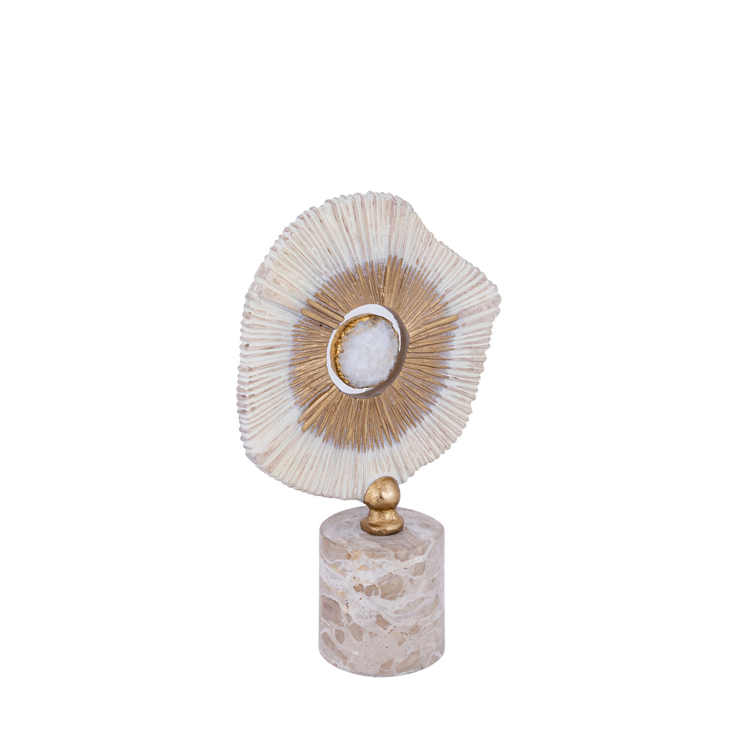 PTMD Collection Rella Beige ornament aluminium marmer center stone Small