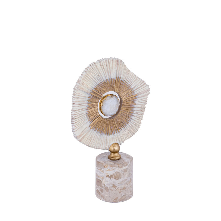 PTMD Collection Rella Beige ornament aluminium marmer center stone Small