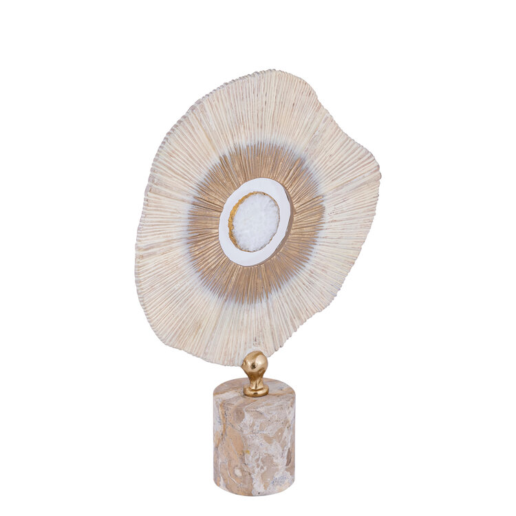 PTMD Collection Rella Beige ornament aluminium marmer center stone Large